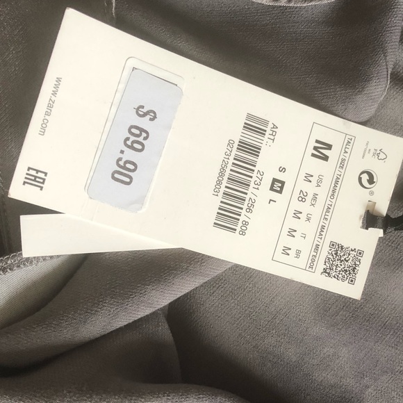 Zara "Tie Dye" Satin Maxi Dress, Gray / Silver, M - Picture 11 of 12